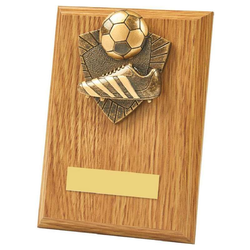 Boot/Ball Wood Plaque Award 150mm – Light Oak
