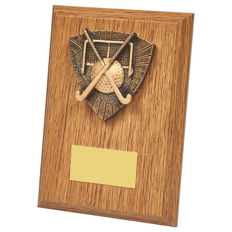 Wood Plaque with Resin Hockey Trim 150mm – Light Oak