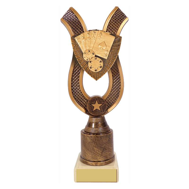 Antique Gold Ribbon Award with Resin Poker Trim 180mm – Ant Gold