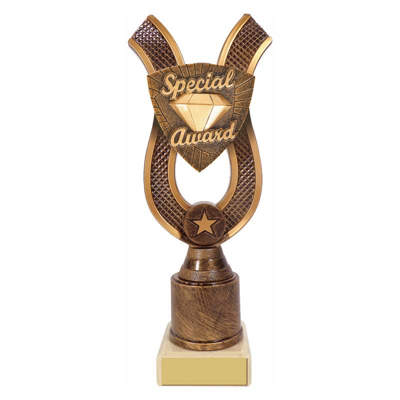Antique Gold Ribbon Award with Resin Special Award Trim 180mm – Ant Gold