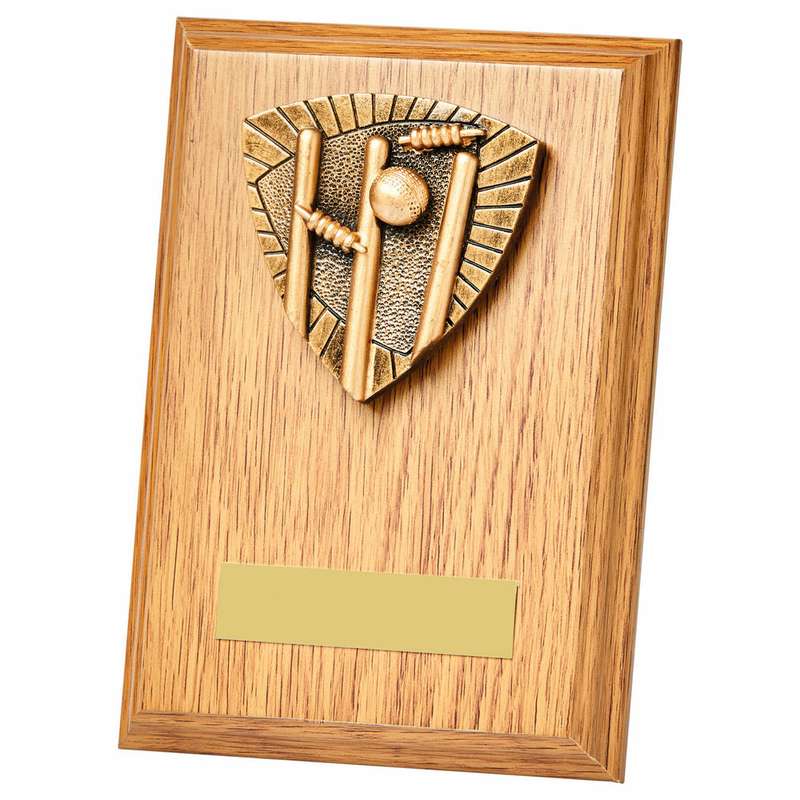 Cricket Stumps Wood Plaque 150mm – Light Oak