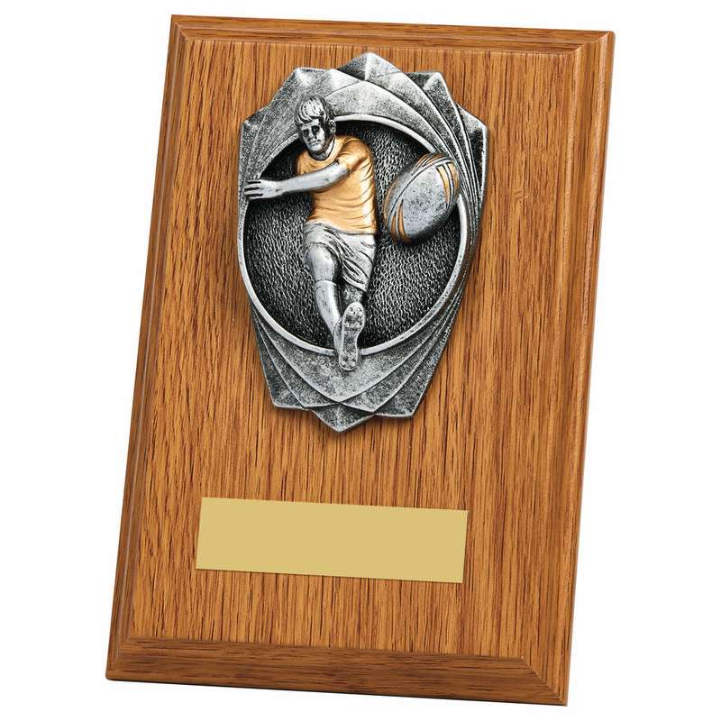 “Rose” Light Oak Rugby Plaque (Male) 150mm – Light Oak