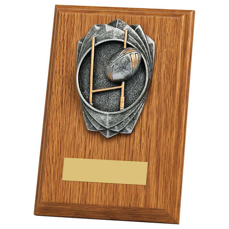 “Rose” Light Oak Rugby Plaque (Posts) 150mm – Light Oak