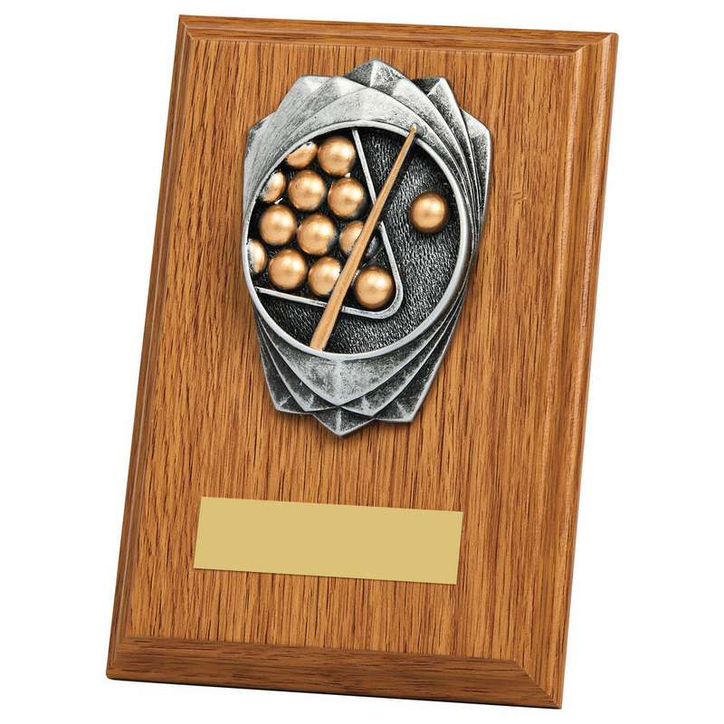 “Rose” Light Oak Plaque – Snooker/Pool 150mm – Light Oak