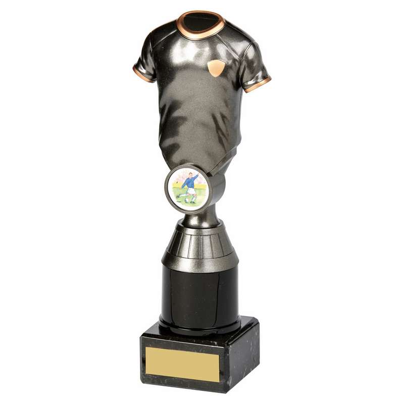 Gunmetal Football Shirt on Marble Trophy 220mm – Ant Silver