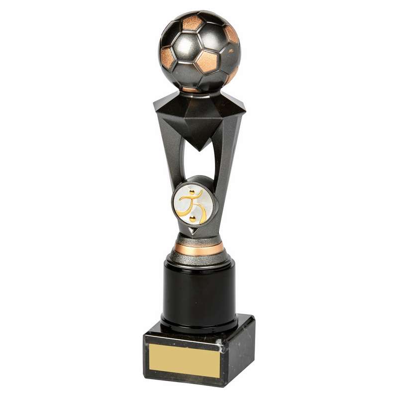 Gunmetal Football “Diamond” on Marble Trophy 220mm – Ant Silver
