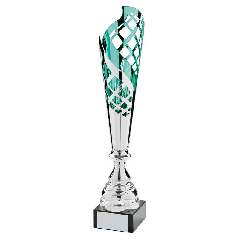 Silver Aqua Metal Sculpture Award Cup 560mm – Silver/Blue