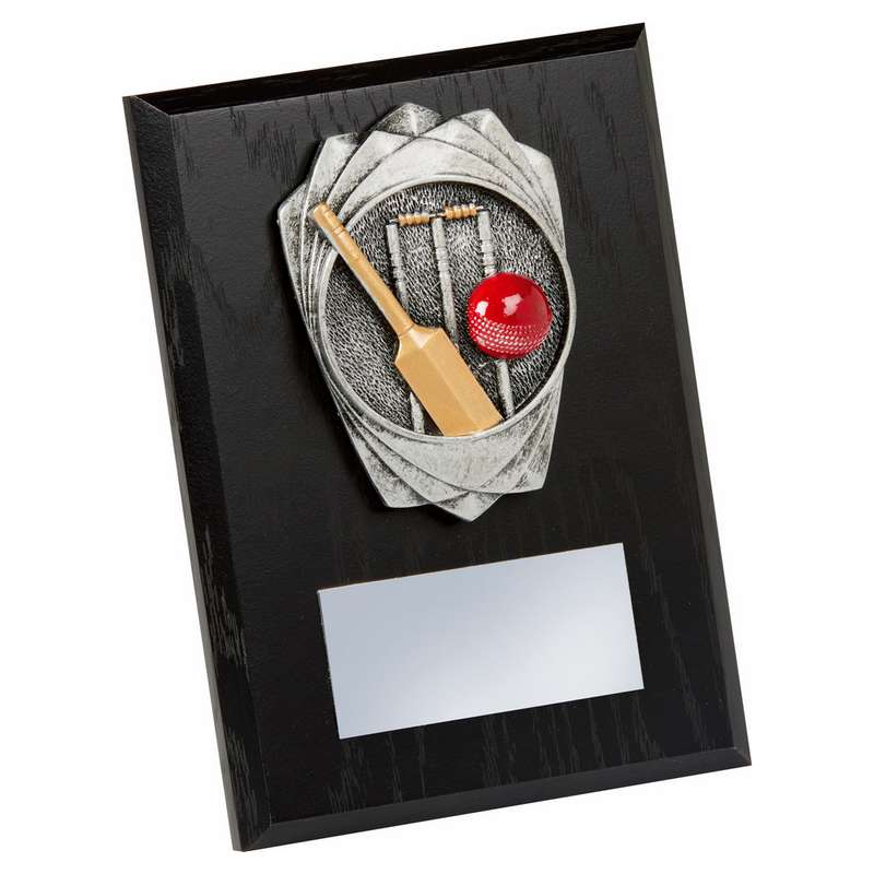 Antique Silver Cricket Stumps, Black Wood Award 150mm – Black