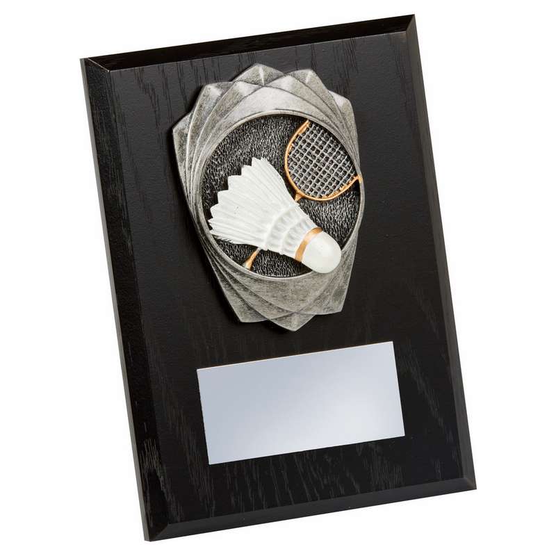 Antique Silver Badminton, Black Wood Award 150mm – Black
