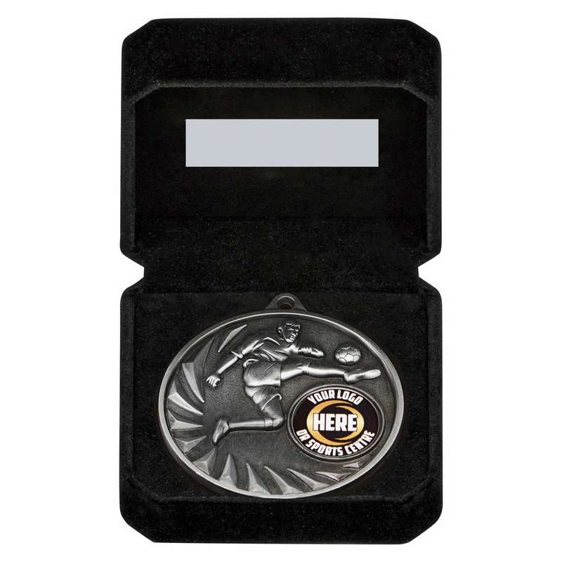 Gold Male Football Medal in Case 70mm – Gold