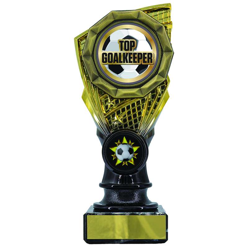 Shard Holder Trophy with Top Goalkeeper Trim 150mm – Gold/Black