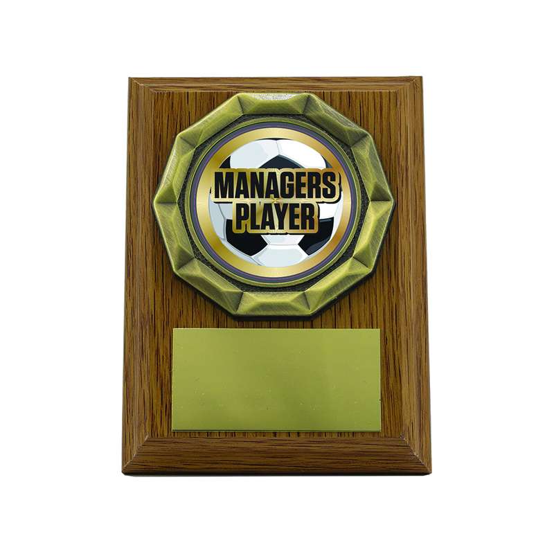 Light Oak Plaque with Managers Player Trim 100mm – Light Oak