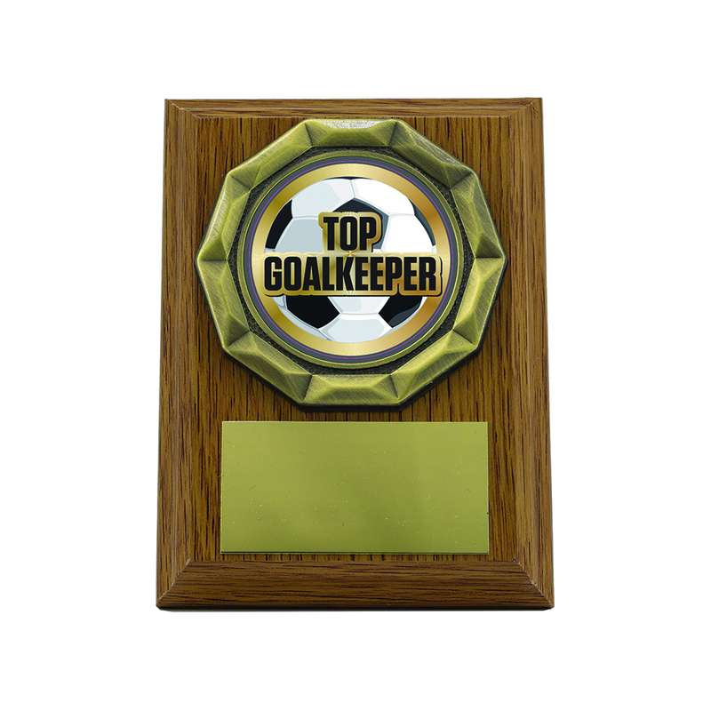 Light Oak Plaque with Top Goalkeeper Trim 100mm – Light Oak