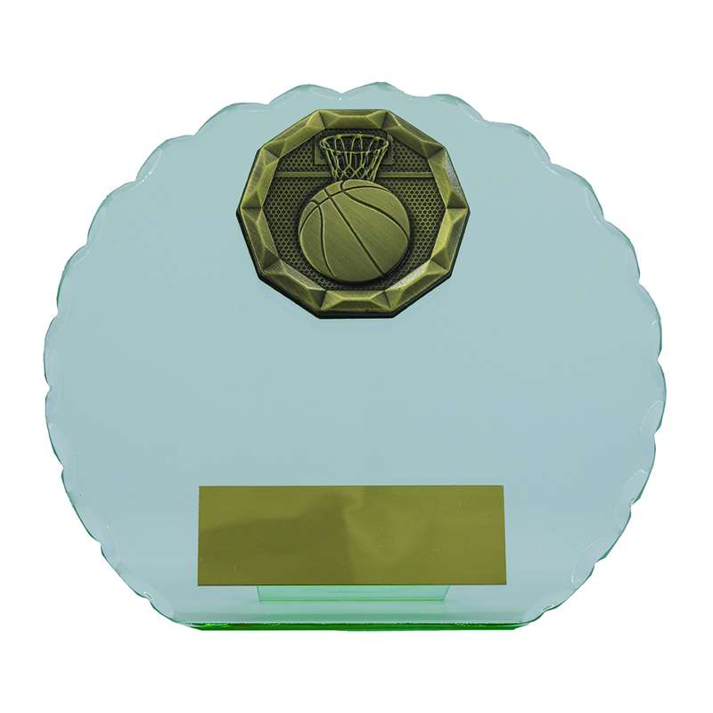 Basketball Jade Glass Circle Stand Award 145mm – Clear