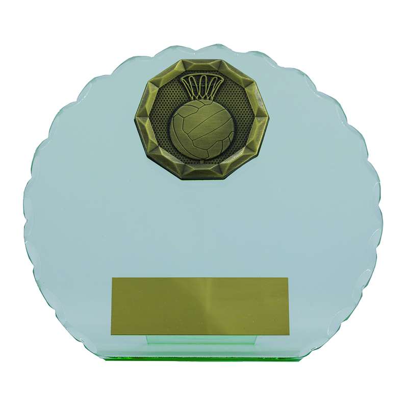 Netball Jade Glass Circle Stand Award 145mm – Clear