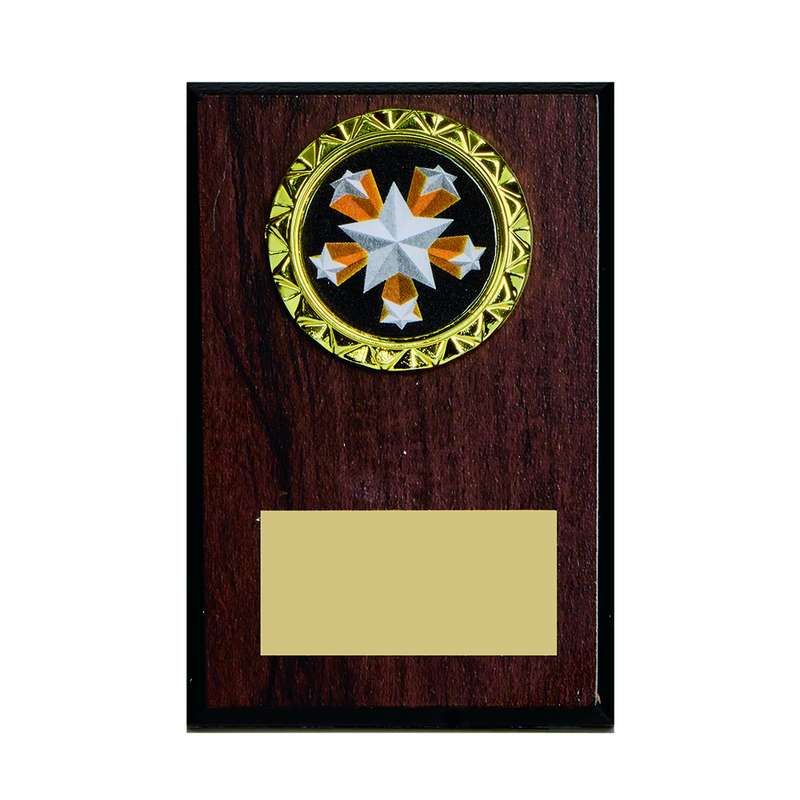 Mini Foiled Wood Plaque 80mm – Dark Wood