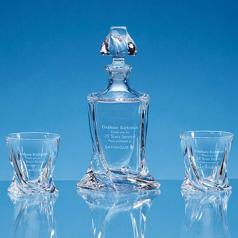 3pc 0.85ltr Quadro Crystalite Whisky Set supplied in a Gift Box – Decanter