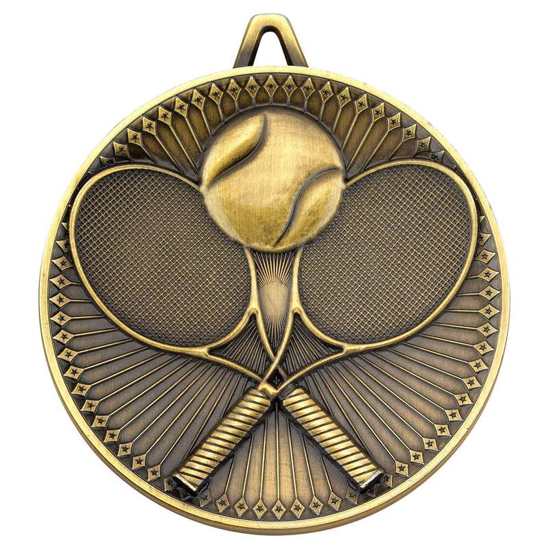 TENNIS DELUXE MEDAL ANTIQUE GOLD – 2.35in