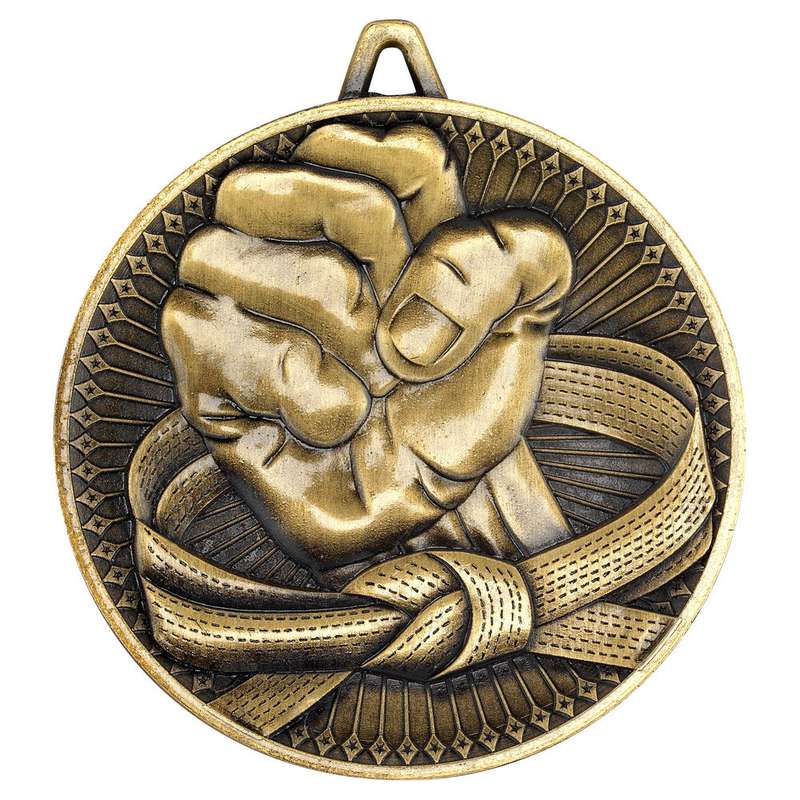 MARTIAL ARTS DELUXE MEDAL ANTIQUE GOLD – 2.35in