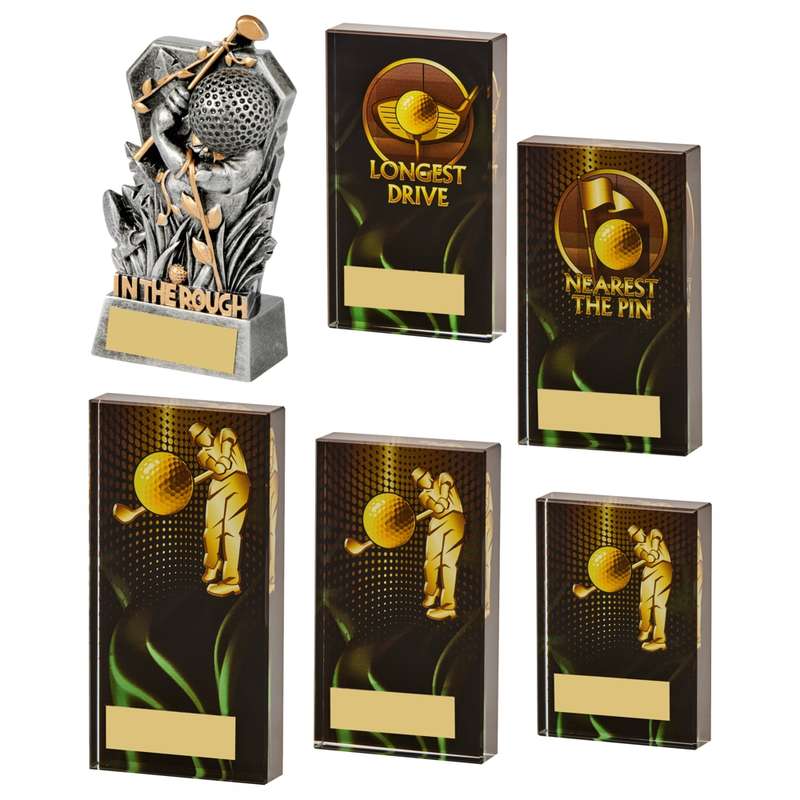 x 6 Assorted Golf Awards 100mm – Black