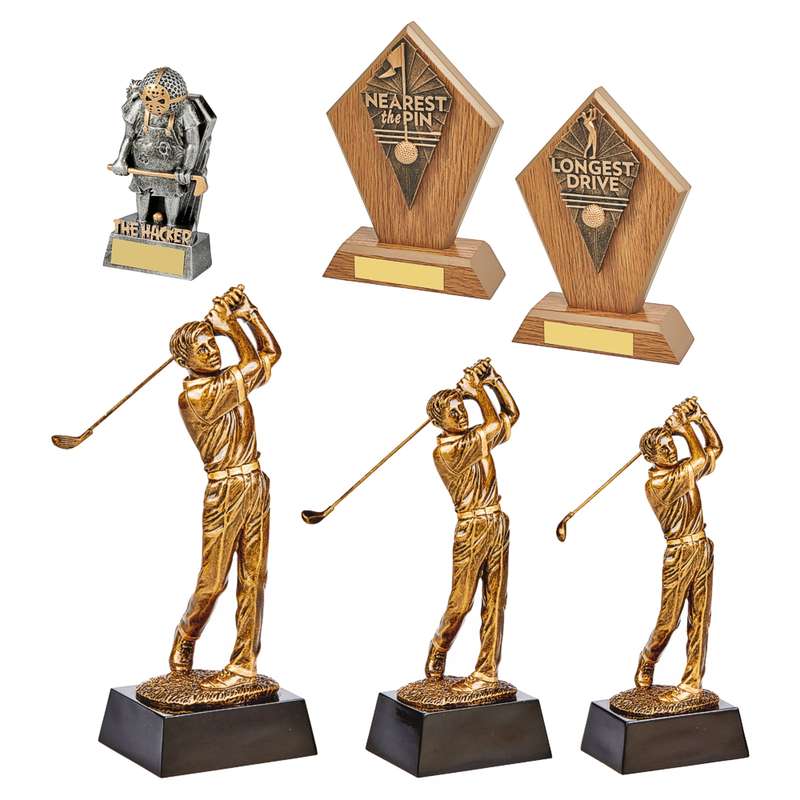 x 6 Assorted Golf Awards 130mm – Multicoloured