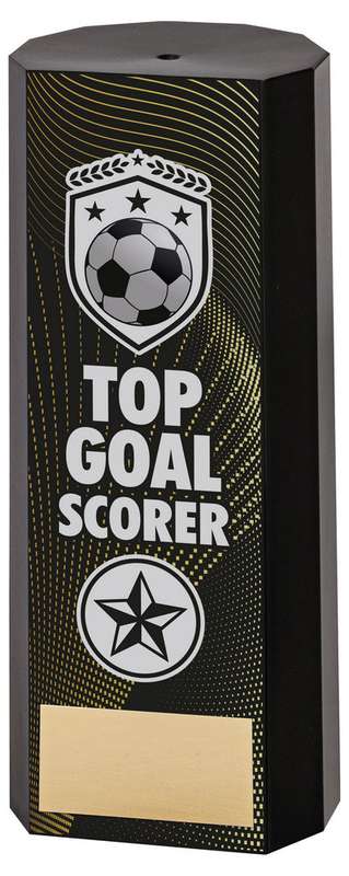 BLACK PLASTIC FILLED COLUMN FOOTBALL TOP GOAL SCORER (1in CEN) – 6in