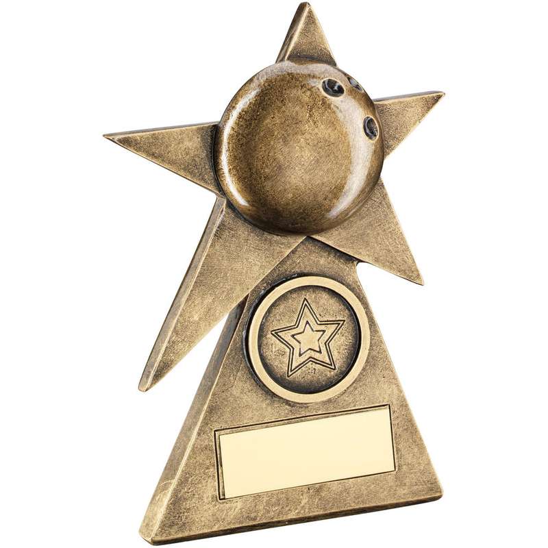 BRZ/GOLD TEN PIN STAR ON PYRAMID BASE WITH PLATE (1in CENTRE) – 4in