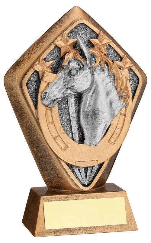 BRZ/GOLD DIAMOND HOLDER WITH HORSE DISC WITH PLATE – 5.25in