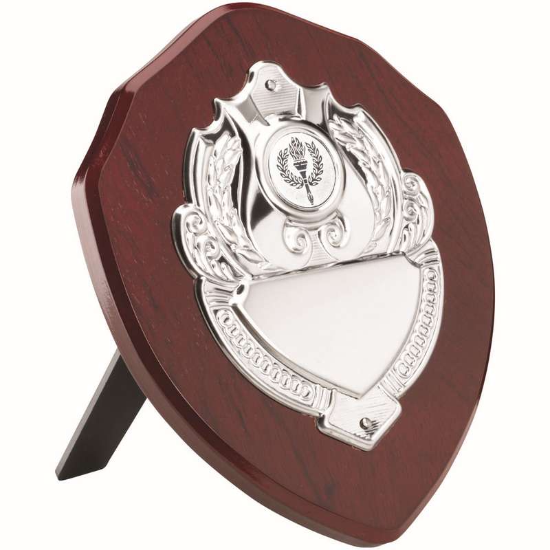 ROSEWOOD SHIELD WITH CHROME FRONT (1in CENTRE) – 4in