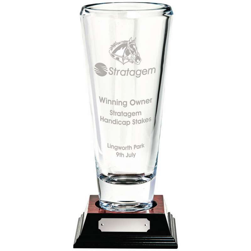 Contemporary Crystal Vase on Wood Base 350mm – Clear