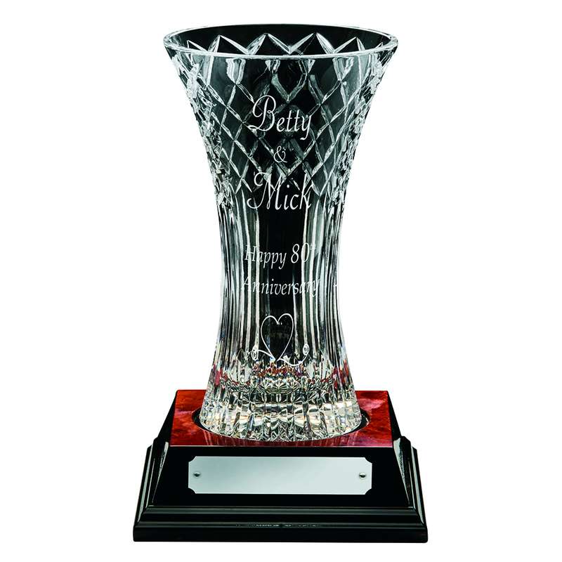 Crystal Vase with Panel & Base 270mm – Clear