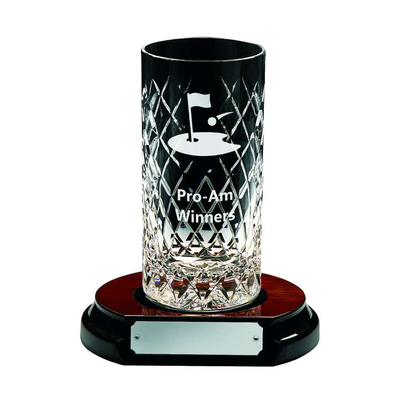 Highball Glass Award with Engravable Panel + Base 175mm – Clear