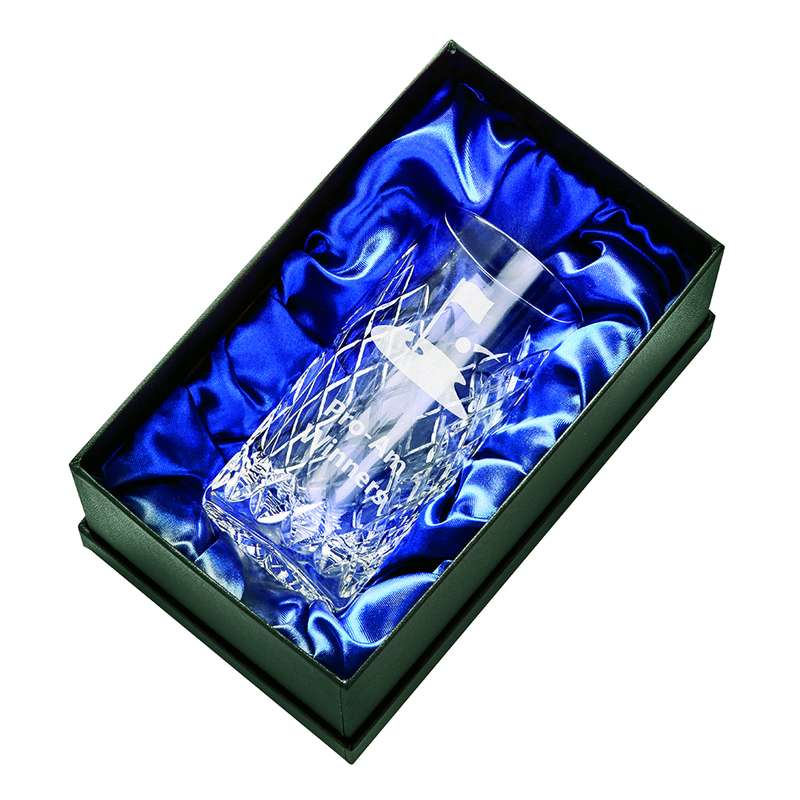 Highball Glass Award with Engravable Panel + Case 150mm – Clear