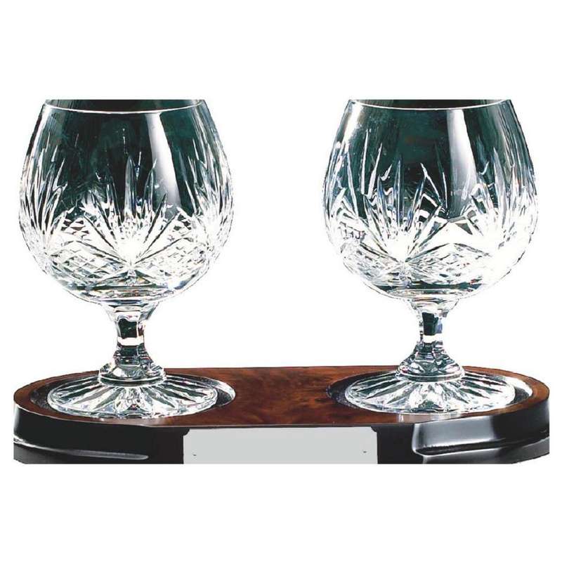 Two Crystal Brandy Balloons on Wood Stand 135mm – Clear