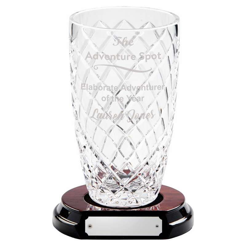 Crystal vase with panel (VASE ONLY) 185mm – Clear