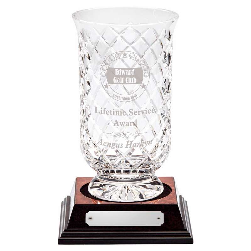 Upright Crystal vase with panel (VASE ONLY) 150mm – Clear