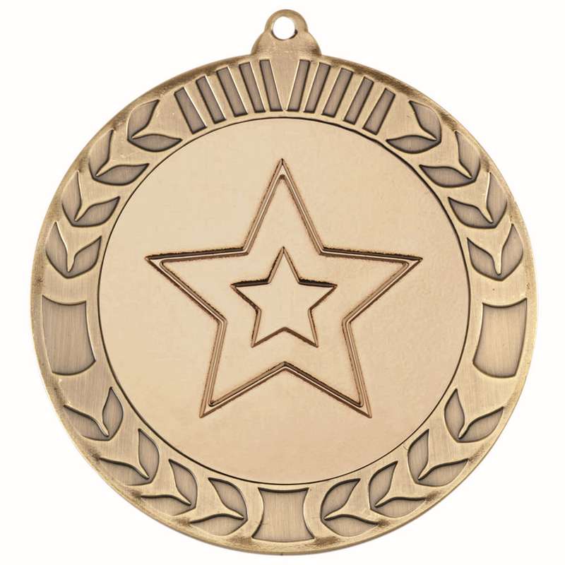 WREATH MEDAL (2in CENTRE) ANTIQUE GOLD – 2.75in