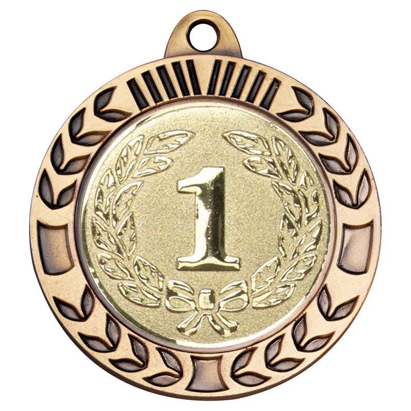 WREATH MEDAL EXTRA THICK (2in CENTRE) ANTIQUE GOLD – 2.75in