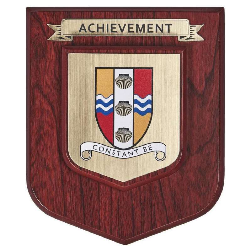 Mahogany Heraldic Shield – 1 Scroll 175mm – Dark Wood