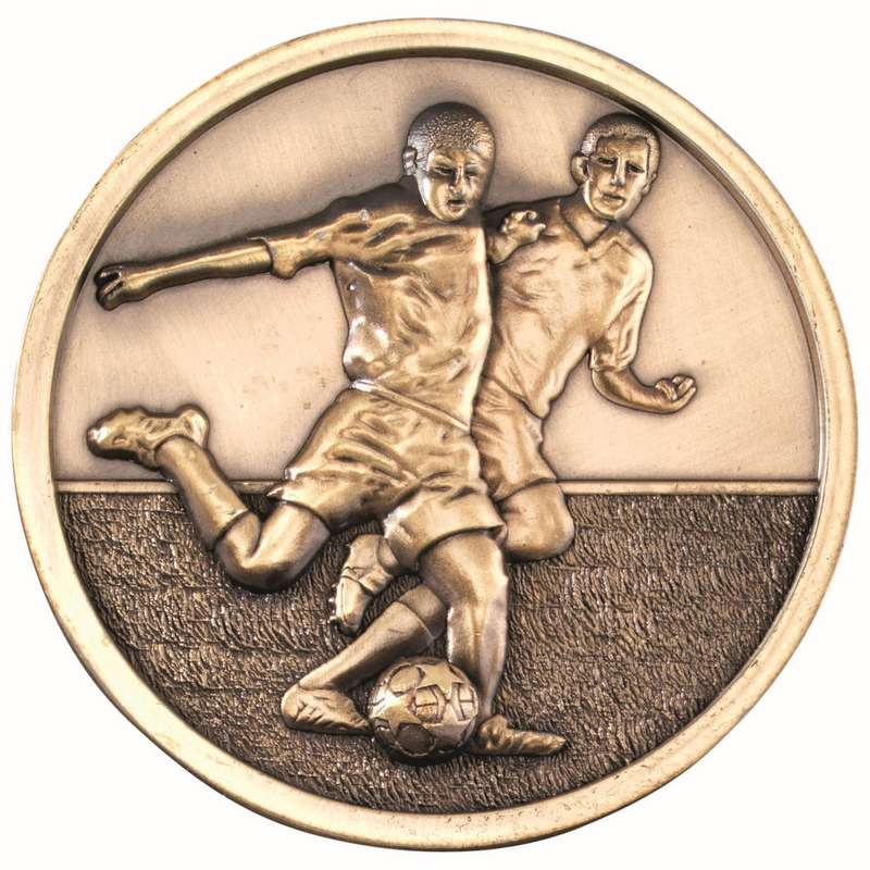FOOTBALL PLAYERS MEDALLION ANTIQUE GOLD COLOUR – 2.75in