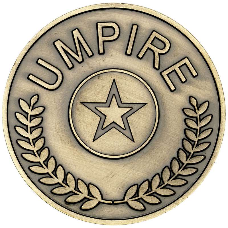 UMPIRE MEDALLION (1in CEN) ANTIQUE GOLD – 2.75in