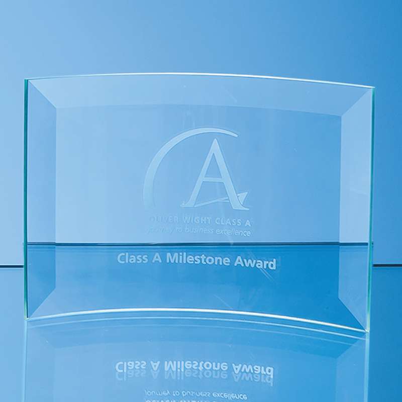 10cm x 14.5cm x 5mm Jade Glass Bevelled Crescent