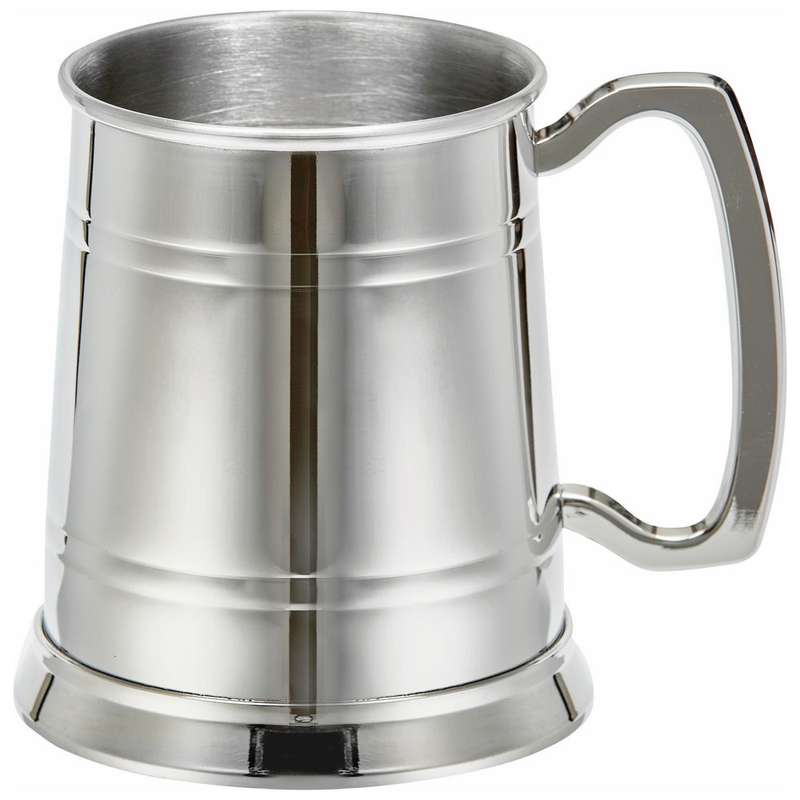 1 Pint Banded Stainless Steel Tankard 115mm – Silver