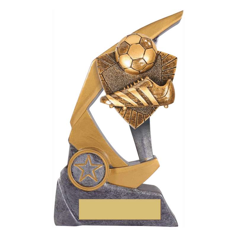 Antique Silver Resin Claw Trophy with Football Boot & Ball Trim 150mm – Ant Silver