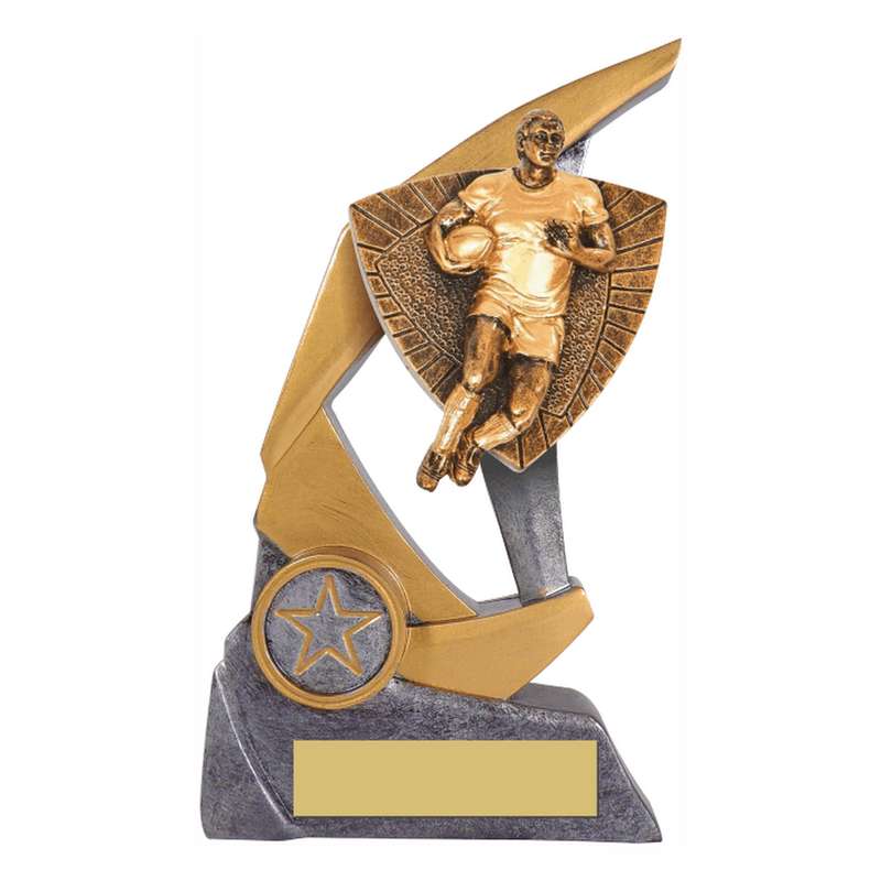 Antique Silver Resin Claw Trophy with Rugby Player Male Trim 150mm – Ant Silver