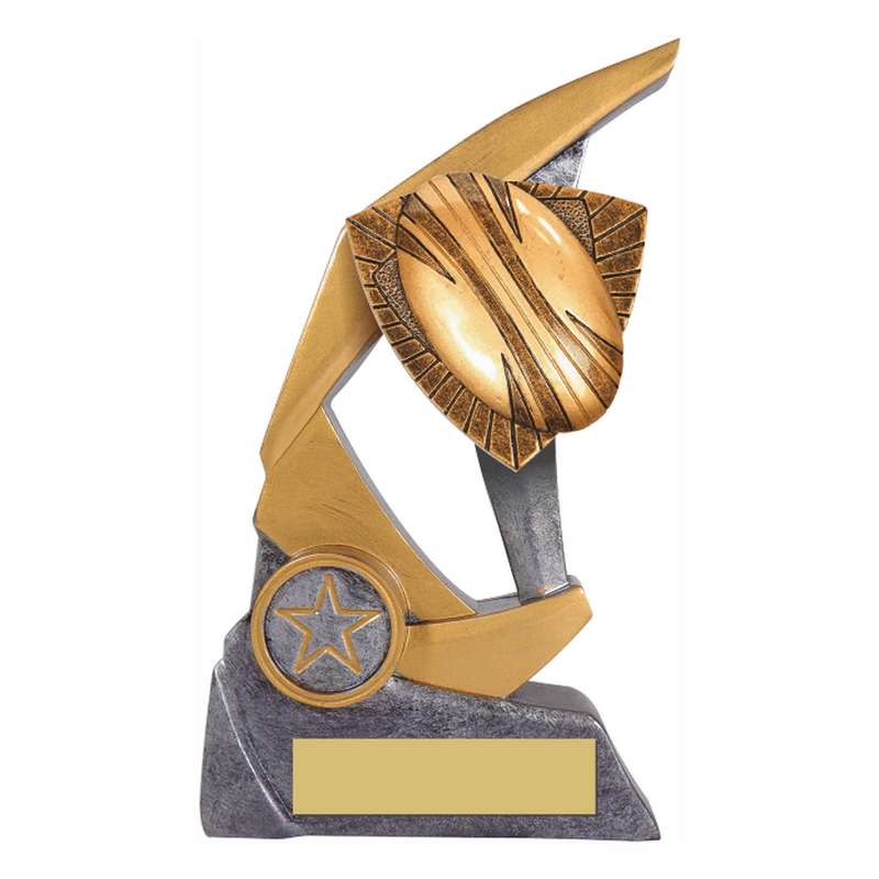 Antique Silver Resin Claw Trophy with Rugby Ball Trim 150mm – Ant Silver