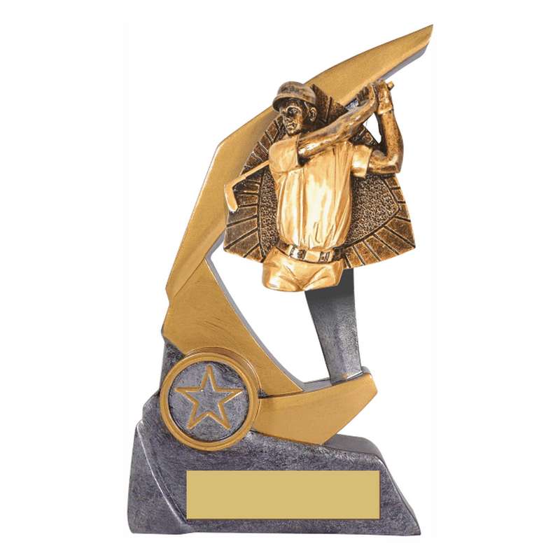 Antique Silver Resin Claw Trophy with Male Golf Trim 150mm – Ant Silver