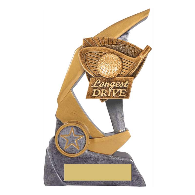 Antique Silver Resin Claw Trophy with Golf Longest Drive Trim 150mm – Ant Silver