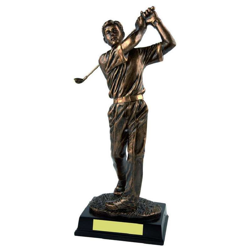 Antique Gold Resin Male Golfer Trophy 350mm – Ant Gold