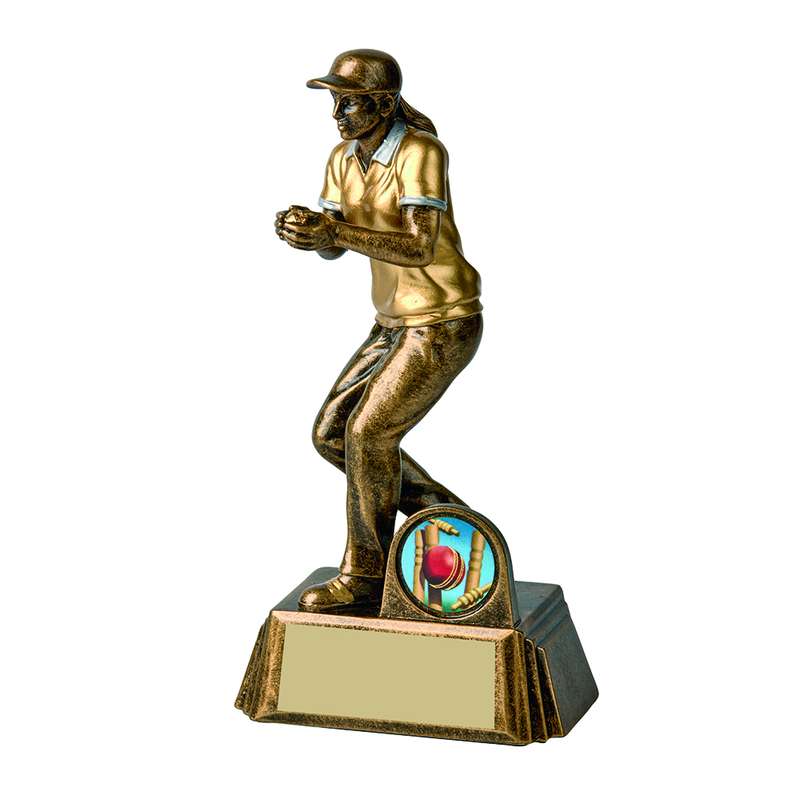 Antique Gold Female Cricket Fielder Trophy 170mm – Ant Gold